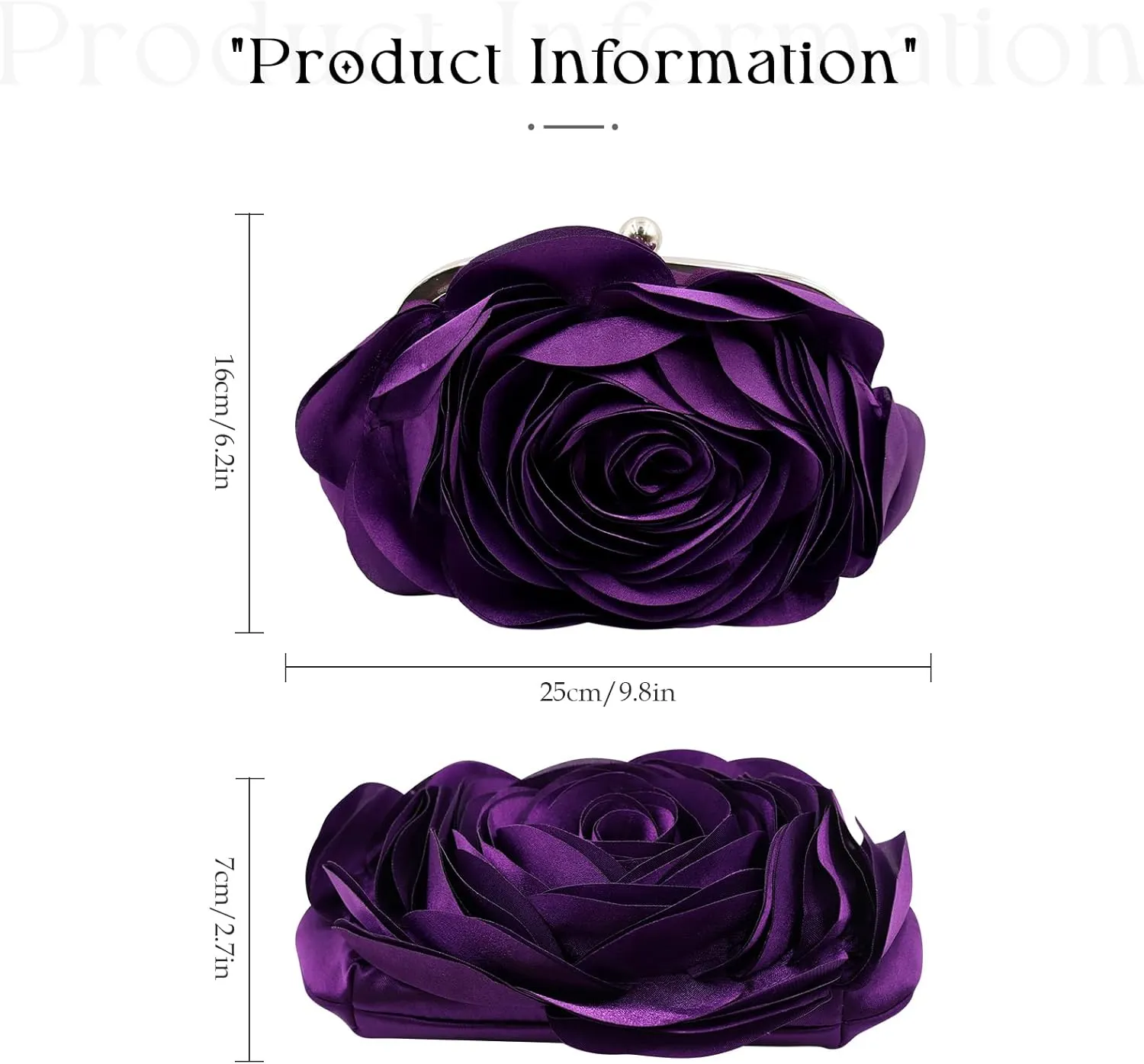 Little Floral Clutch Purse for Women - Elegant Rose Petal Evening Bag with Detachable Chain for Wedding, Gala, Prom