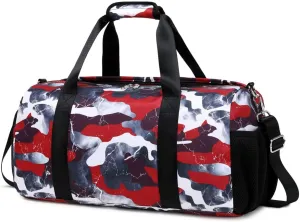 Lmwzh Travel Duffle Gym Sports Bag Dance Weekender Overnight Cheer Suitable For Kids Teen And Adults With Shoe Compartment Wet Pocket (1-Red)