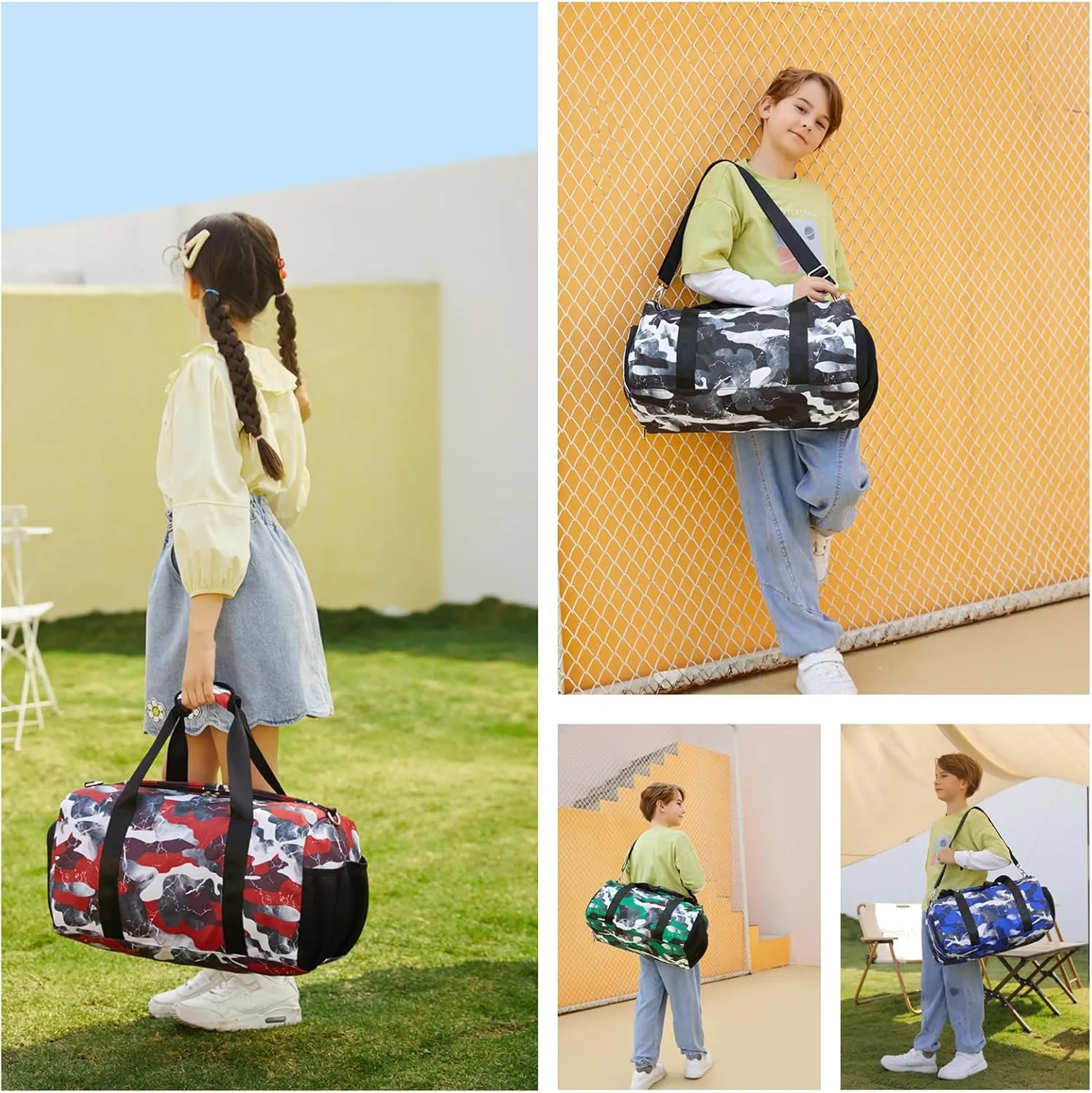 Lmwzh Travel Duffle Gym Sports Bag Dance Weekender Overnight Cheer Suitable For Kids Teen And Adults With Shoe Compartment Wet Pocket (1-Red)