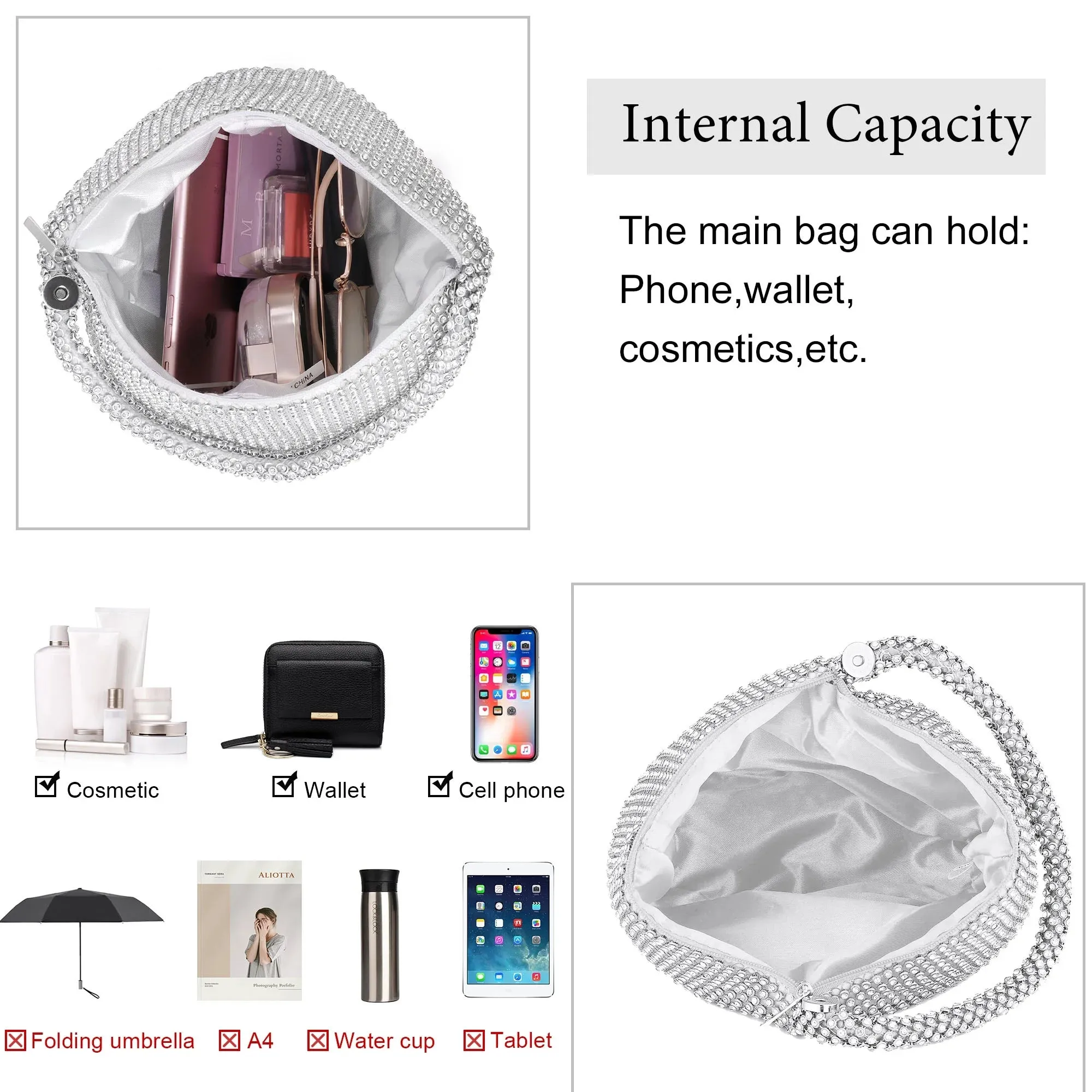Loccbie Women'S Rhinestone Clutch Evening Bags Glitter Triangle Wrist Purse for Party Prom Wedding Valentine'S Day Gift