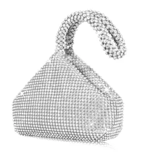 Loccbie Women'S Rhinestone Clutch Evening Bags Glitter Triangle Wrist Purse for Party Prom Wedding Valentine'S Day Gift