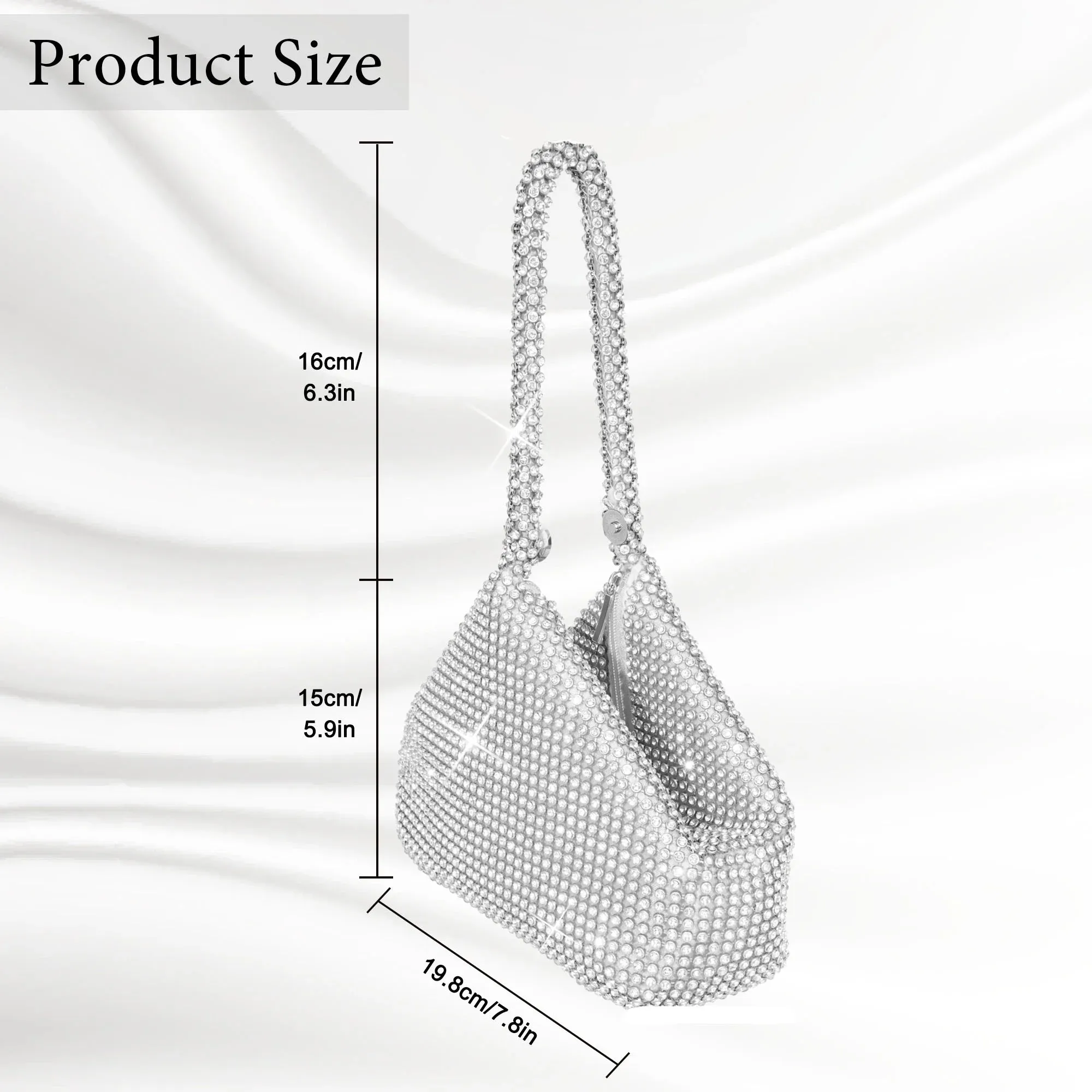 Loccbie Women'S Rhinestone Clutch Evening Bags Glitter Triangle Wrist Purse for Party Prom Wedding Valentine'S Day Gift