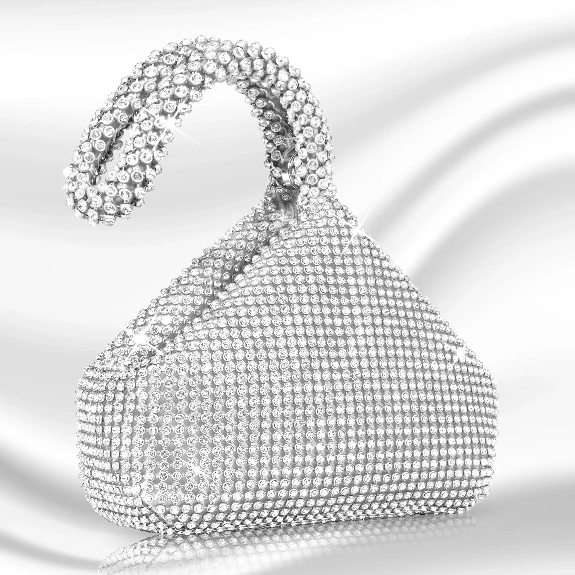 Loccbie Women'S Rhinestone Clutch Evening Bags Glitter Triangle Wrist Purse for Party Prom Wedding Valentine'S Day Gift