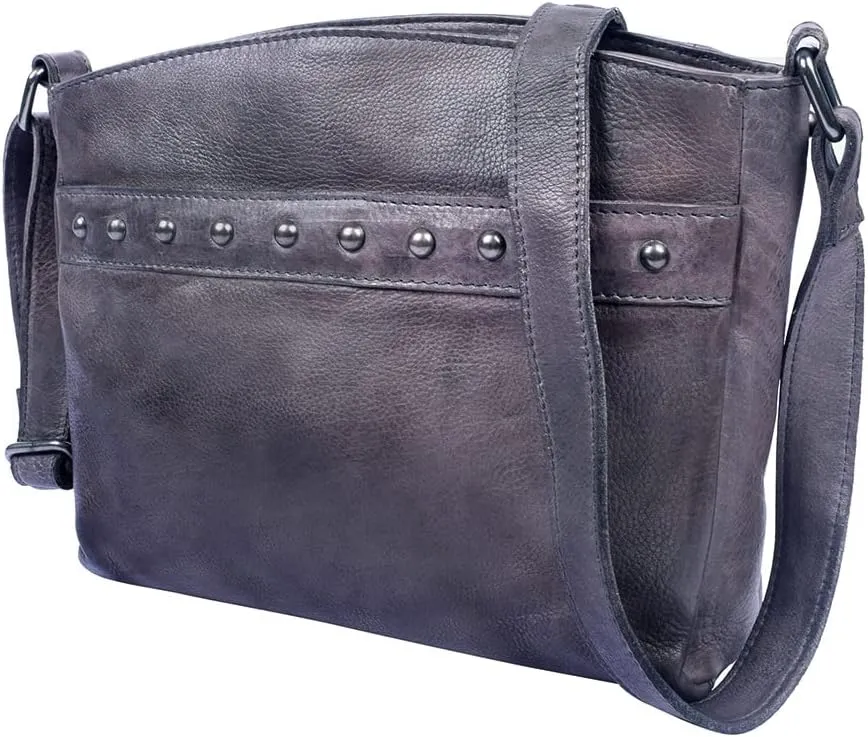 Locking Concealed Carry Leather Purse Autumn Crossbody for Medium-Frame Handgun with Universal Holster