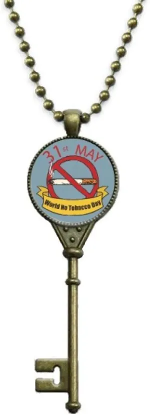 Logo 31st May No Tobacco Day No Smoking Key Necklace Pendant Tray Embellished Chain