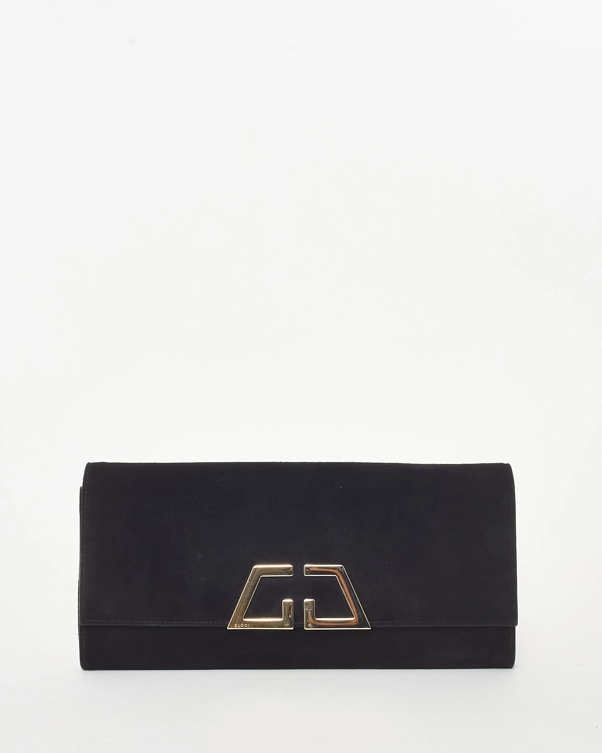 Logo SHW Convenient Clutch Closing soon Gucci Night Black Suede G Bag