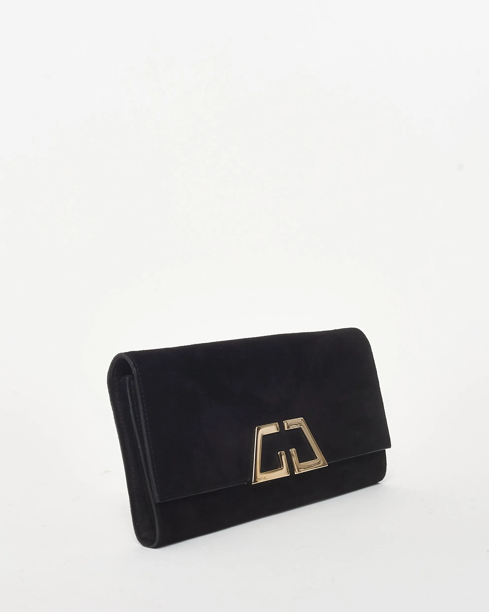 Logo SHW Convenient Clutch Closing soon Gucci Night Black Suede G Bag