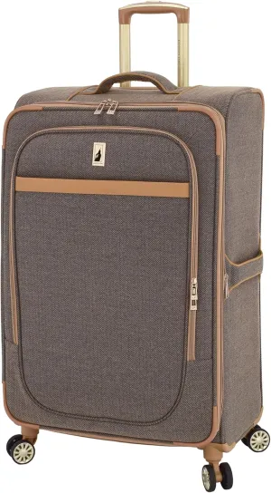 London Fog Kensington Navy Sand Herringbone 28" Expandable Spinner, 28 Inch
