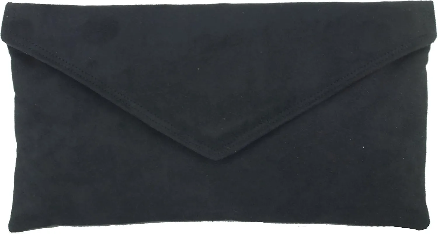 LONI Womens Neat Envelope Faux Suede Clutch Bag/Shoulder Bag
