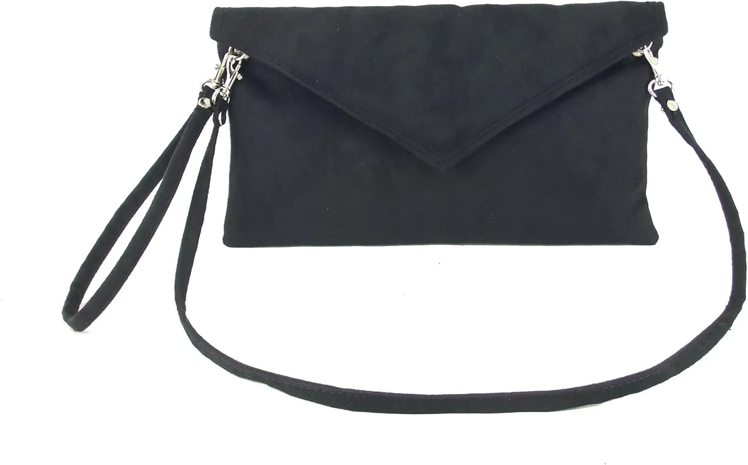 LONI Womens Neat Envelope Faux Suede Clutch Bag/Shoulder Bag
