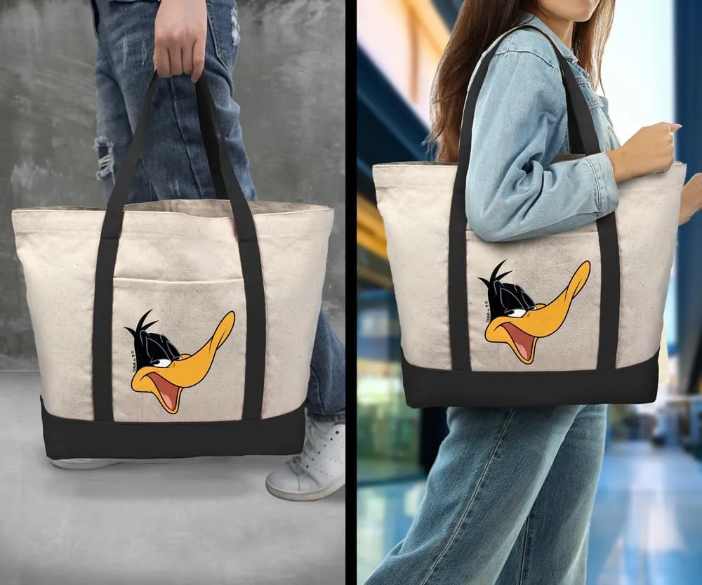 Looney Tunes Bugs Bunny, Tote Bag With External Pocket, Reusable Shoulder Bag for Shopping, Beach, Royal Collection