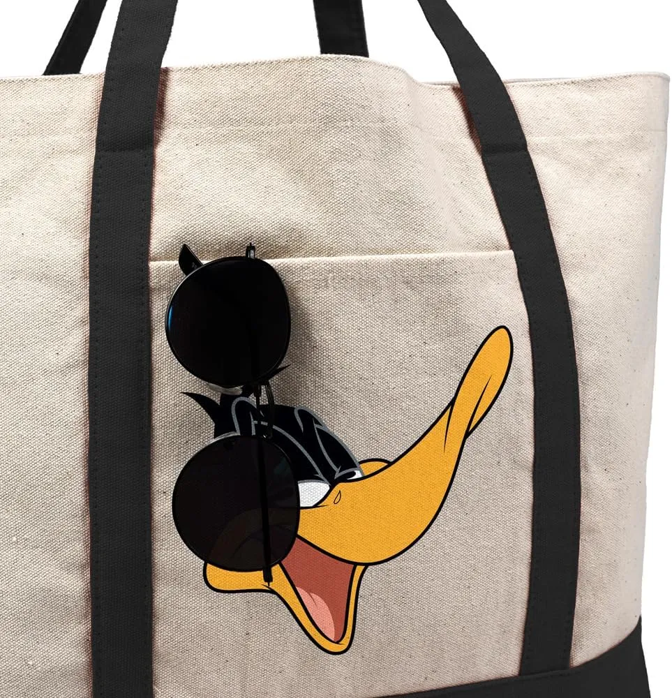 Looney Tunes Bugs Bunny, Tote Bag With External Pocket, Reusable Shoulder Bag for Shopping, Beach, Royal Collection