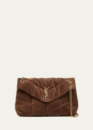 Lou Puffer Medium YSL Crossbody Bag in Quilted Suede