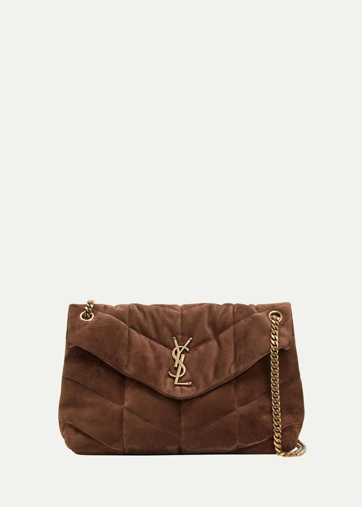 Lou Puffer Medium YSL Crossbody Bag in Quilted Suede