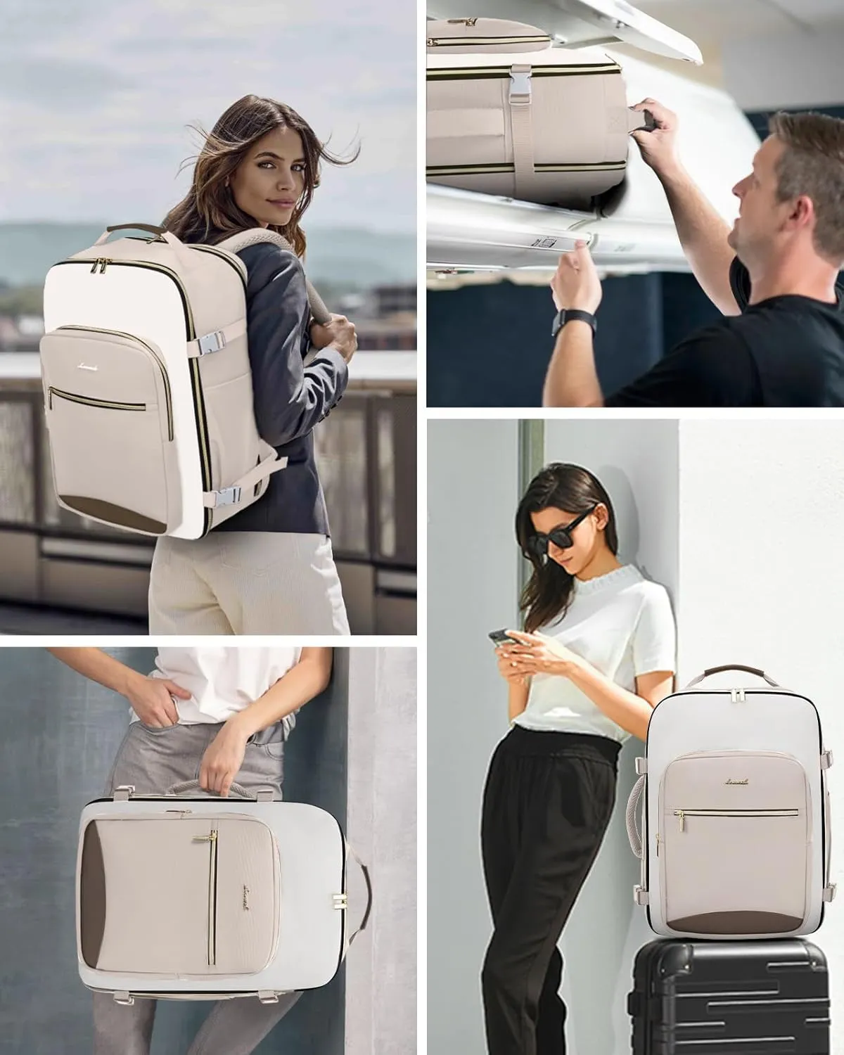 LOVEVOOK 50L Carry on Backpack for Women & Men with 3 Packing Cubes, Large Travel Backpack for Airplanes, TSA Personal Item Travel Bag with Laptop Pocket, Weekender Essentials Airline Approved