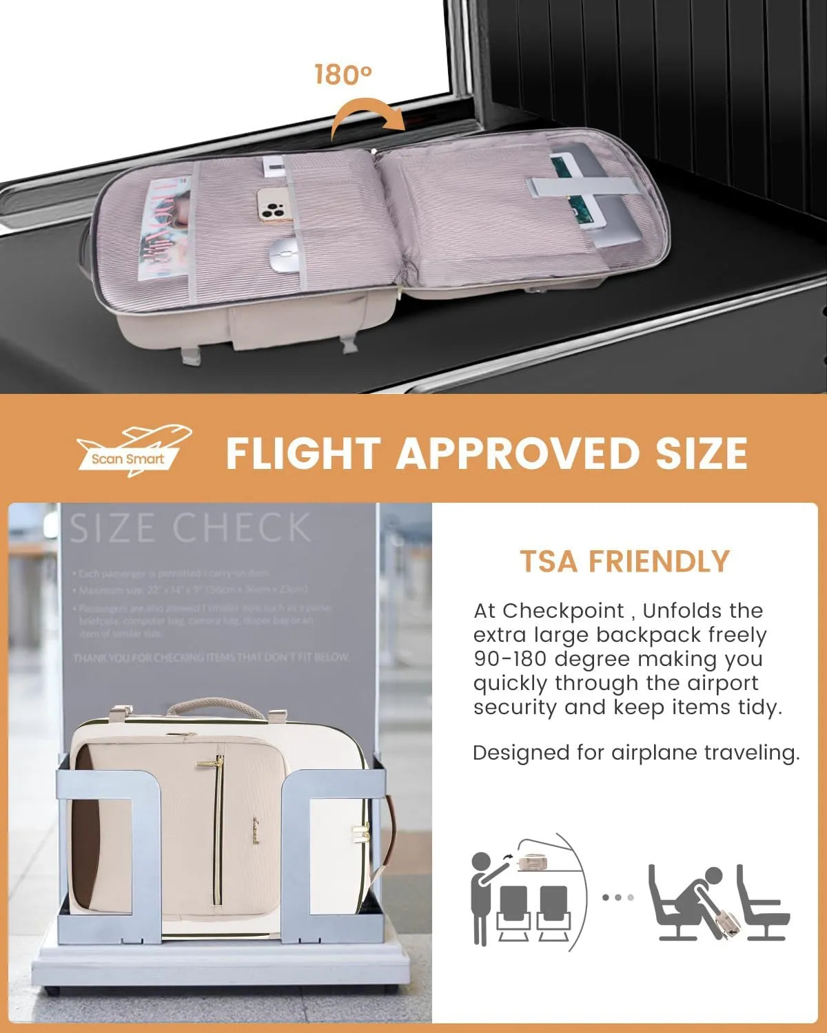 LOVEVOOK 50L Carry on Backpack for Women & Men with 3 Packing Cubes, Large Travel Backpack for Airplanes, TSA Personal Item Travel Bag with Laptop Pocket, Weekender Essentials Airline Approved