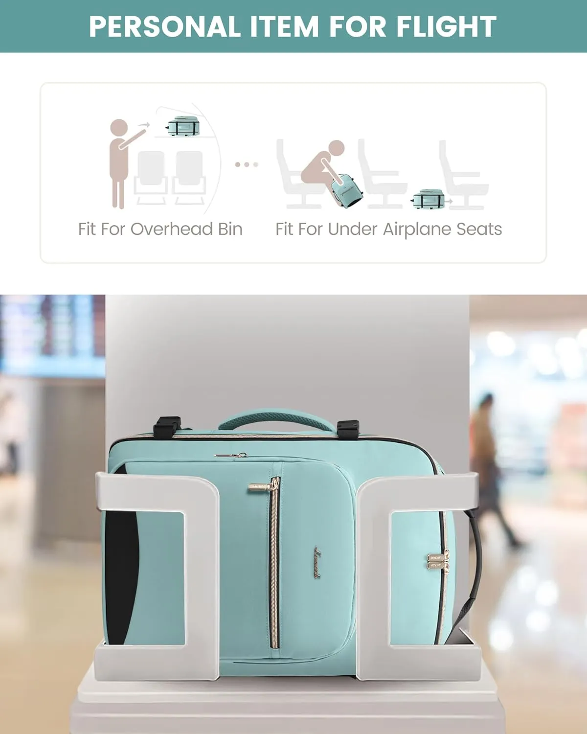 LOVEVOOK Carry on Backpack, 40L Travel Backpack as Personal Item Flight Approved, Waterproof Large 17inch Laptop Luggage Daypack Business Weekender Overnight with 3 Packing Cubes, Mint green
