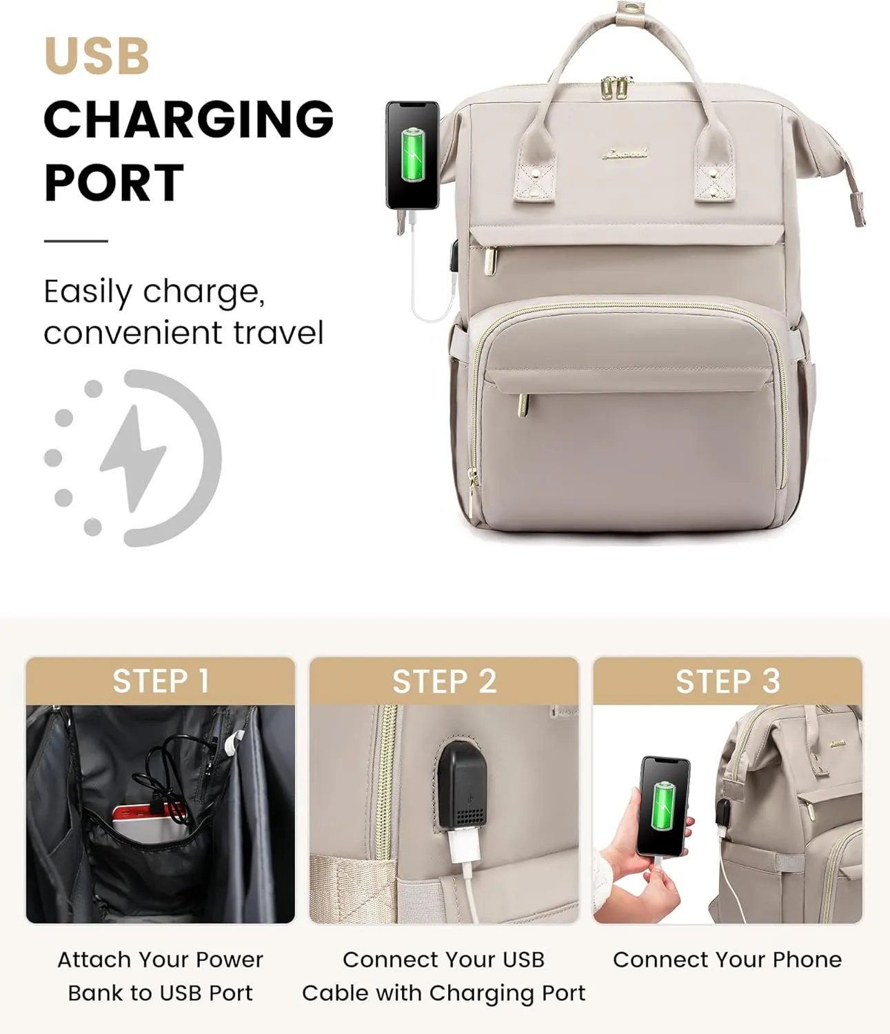 LOVEVOOK College Laptop Backpack, 15.6 Inch Travel Backpack for College, Waterproof Work Backpack Woman for Teacher Nurse Anti-theft Travel Back Pack, Gifts for Women, Dim Grey