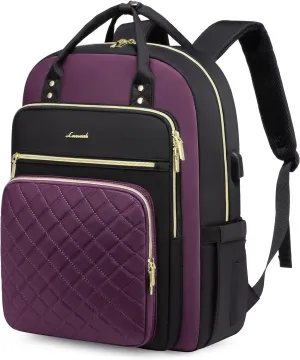 LOVEVOOK Laptop Backpack for Women, Water Resistant Travel Work Backpacks Purse Stylish College Business Teacher Nurse Computer Bag with USB Charging Port, Fits 15.6" Laptop