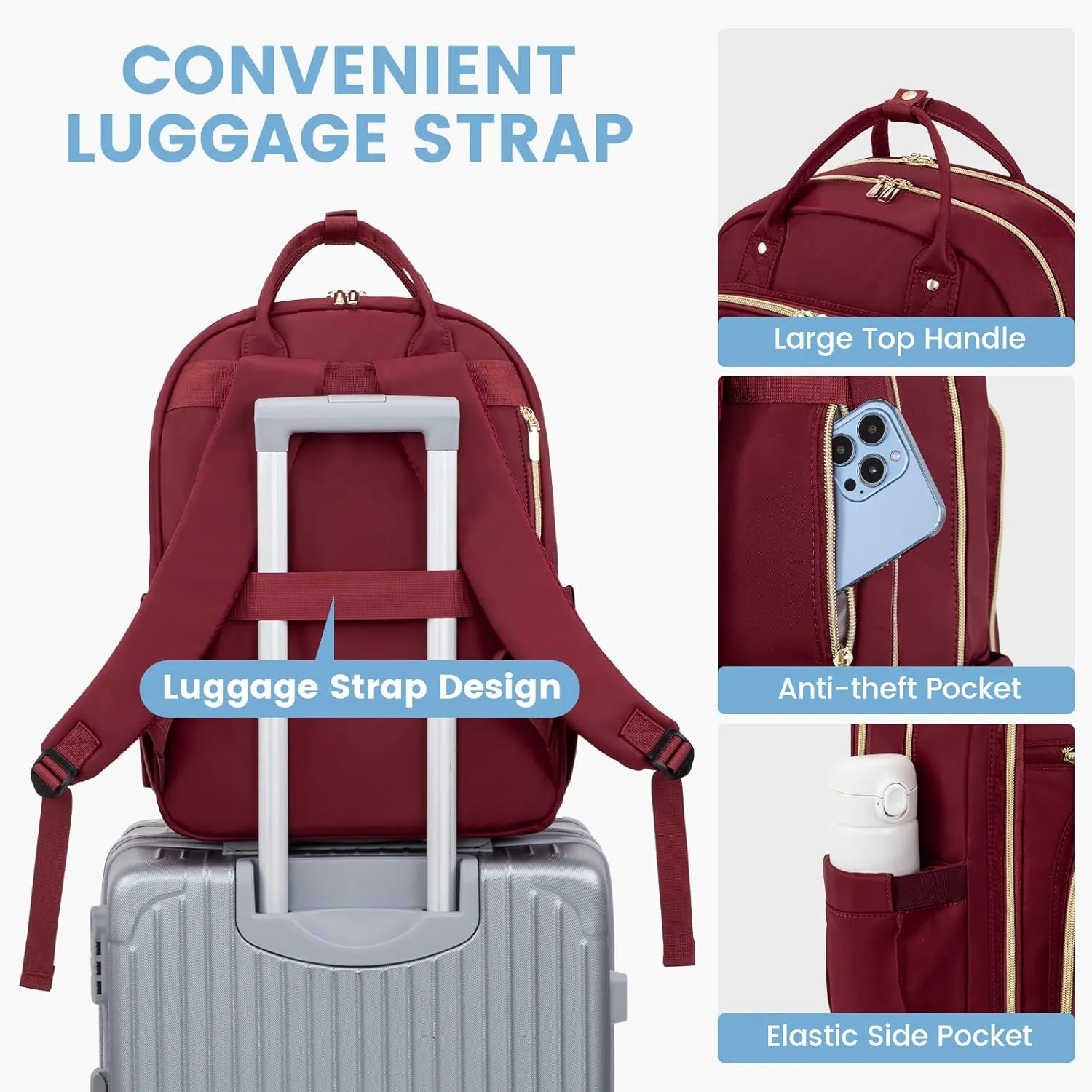 LOVEVOOK Laptop Backpack for Women with Laptop Compartment, Water Resistant Travel Work Backpacks Purse Stylish College Business Teacher Nurse Computer Bag, Fits 15.6" Laptop