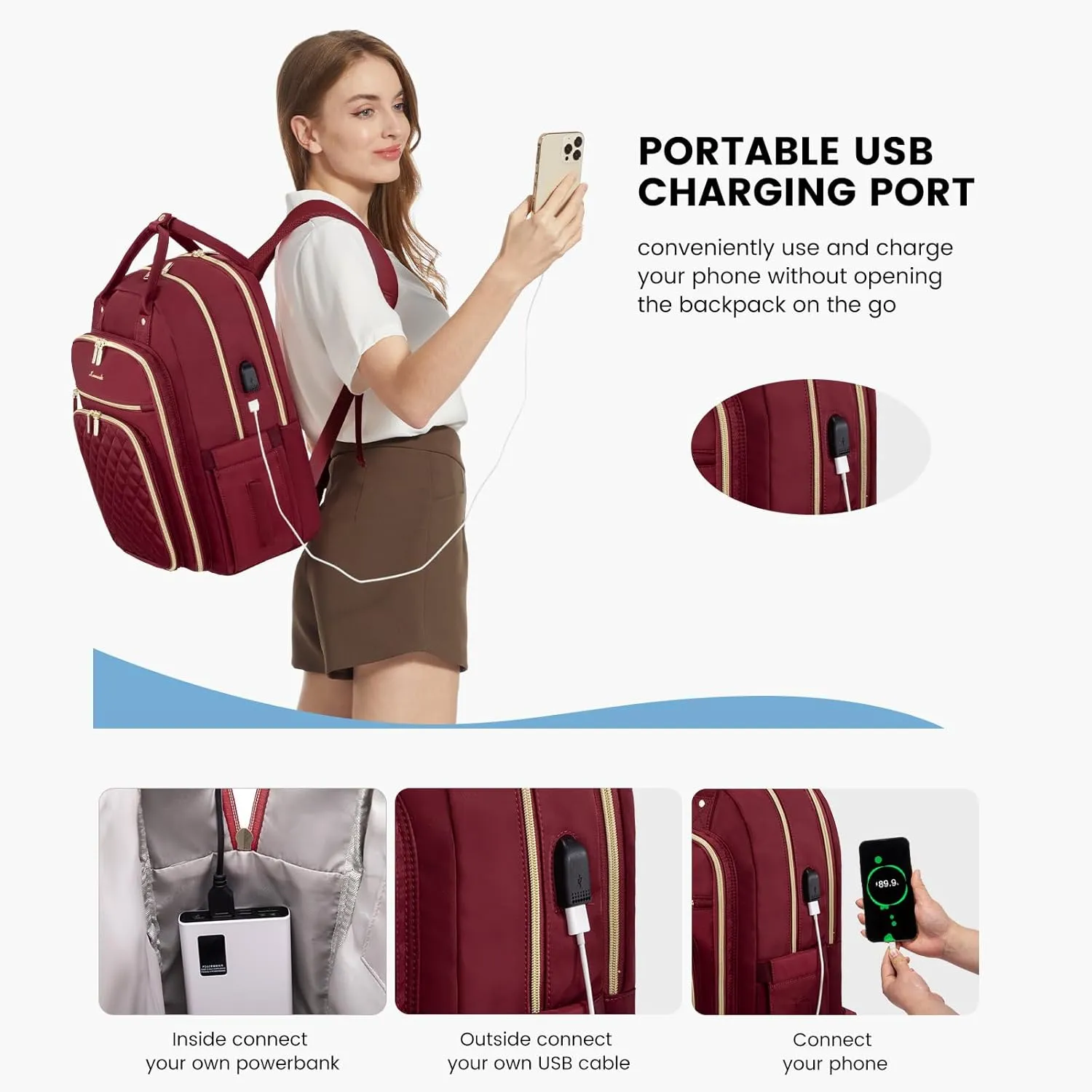 LOVEVOOK Laptop Backpack for Women with Laptop Compartment, Water Resistant Travel Work Backpacks Purse Stylish College Business Teacher Nurse Computer Bag, Fits 15.6" Laptop