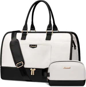 LOVEVOOK Travel Duffel Bag For Women, Weekender Bags With Shoe Compartment, Air Approved Overnight Carry-on Bags With Wet Pocket, Gym Tote Bag, Hospital Bag, 2Pcs