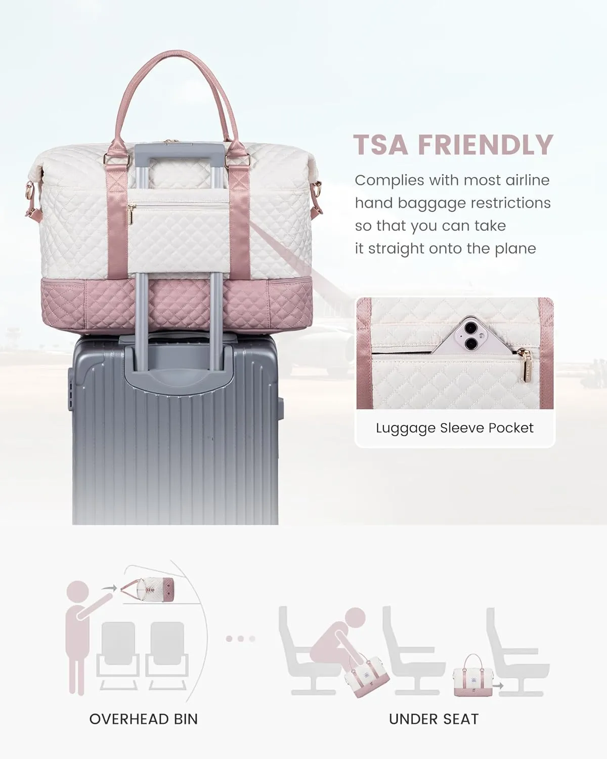 LOVEVOOK Travel Weekender Bag for Women, Carry on Overnight Bag with Shoe Compartment, Travel Duffle Bag Women, Gym Duffel Yoga Bag with Wet Pocket, Hospital Bags for Labor and Delivery