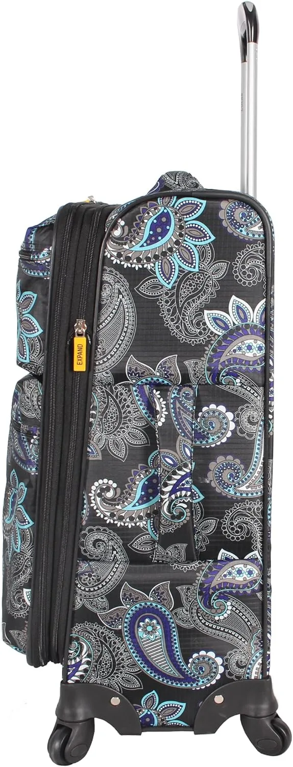 LUCAS Designer Luggage Collection - Expandable 24 Inch Softside Bag - Durable Mid-sized Ultra Lightweight Checked Suitcase with 4-Rolling Spinner Wheels (Diva)