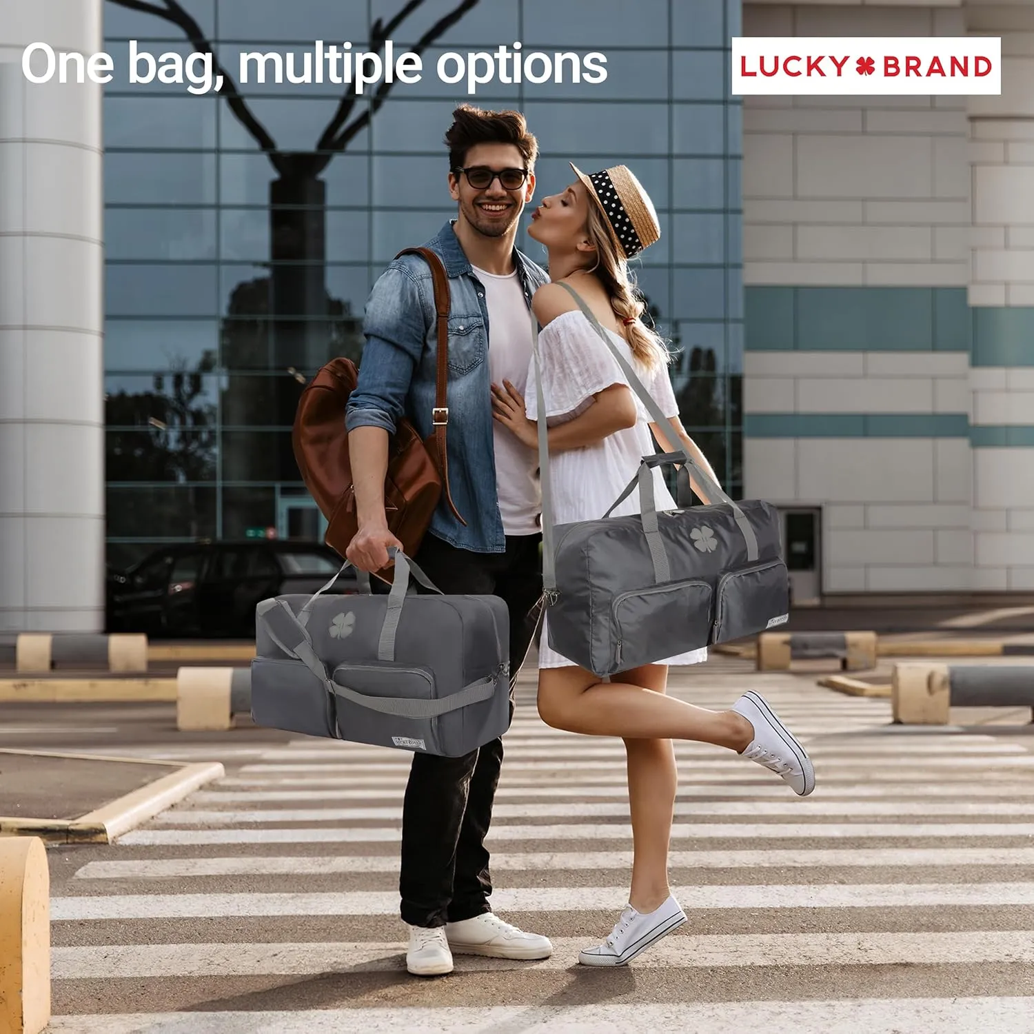 Lucky Travel Duffel Bags 115L, Gym Bag, Travel Bag & Large Duffle Bag for Men, Foldable Overnight Weekender Bags for Women & Men with Adjustable Shoulder Strap, Charcoal
