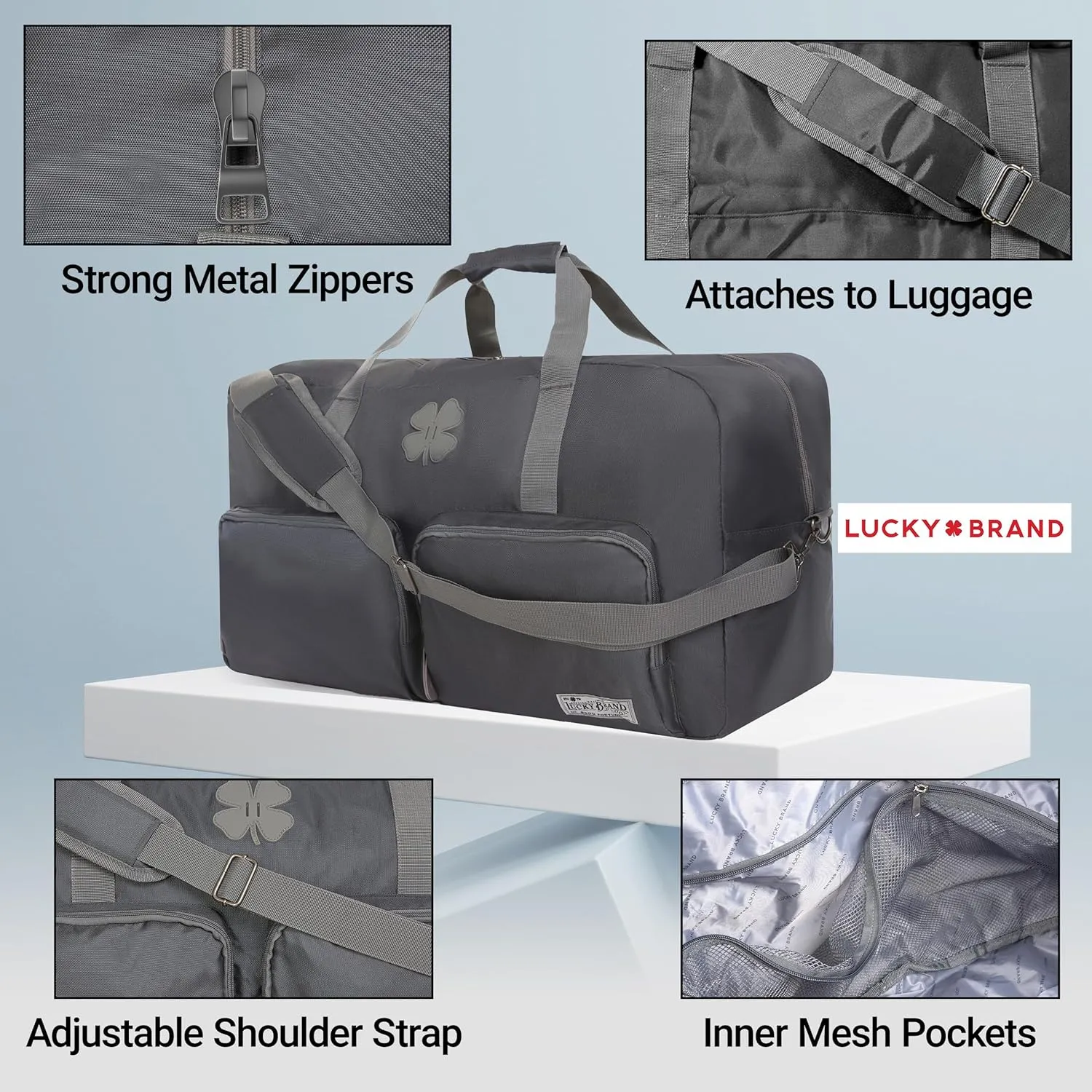 Lucky Travel Duffel Bags 115L, Gym Bag, Travel Bag & Large Duffle Bag for Men, Foldable Overnight Weekender Bags for Women & Men with Adjustable Shoulder Strap, Charcoal