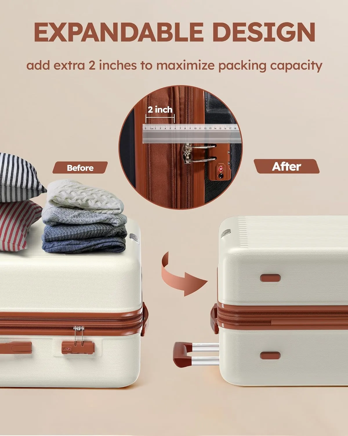 luggage 2 piece sets,Expandable Hard Shell Luggage Set with Spinner Wheels, TSA Lock, 20/28 inch Travel Suitcase Set
