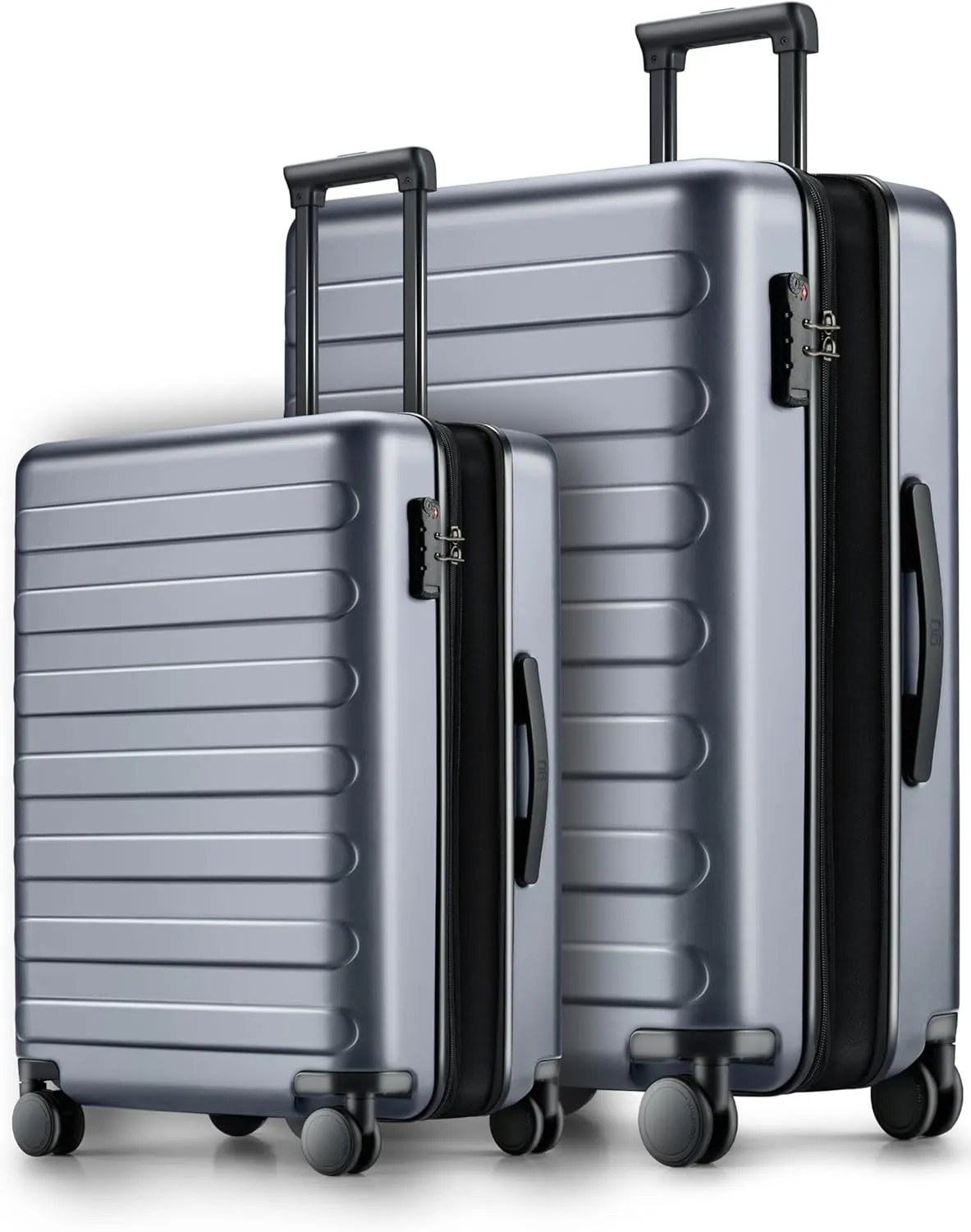 Luggage Sets 2 Piece, Carry On Luggage Airline Approved, Large Checked Luggage with Smooth Spinner Wheels, Expandable, Hard Shell PC Suitcase Sets, TSA Approved, 20in/28in (Grey, Rhine Max)