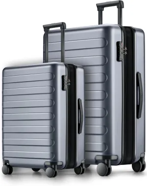 Luggage Sets 2 Piece, Carry On Luggage Airline Approved, Large Checked Luggage with Smooth Spinner Wheels, Expandable, Hard Shell PC Suitcase Sets, TSA Approved, 20in/28in (Grey, Rhine Max)