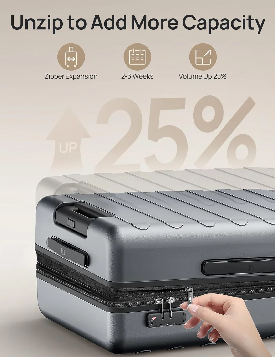 Luggage Sets 2 Piece, Carry On Luggage Airline Approved, Large Checked Luggage with Smooth Spinner Wheels, Expandable, Hard Shell PC Suitcase Sets, TSA Approved, 20in/28in (Grey, Rhine Max)