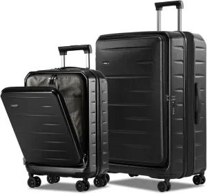 Luggage Sets 2 Pieces, 20 Inch Carry On Luggage and Expandable 28 Inch Checked Luggage with Spinner Wheels, Lightweight ABS PC Hard Shell Suitcase with Front Opening, TSA Lock (Black, 20/28)