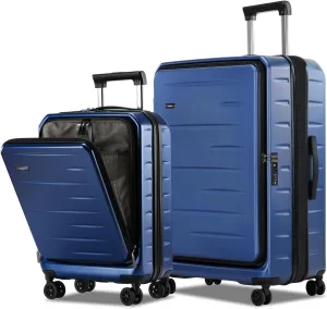 Luggage Sets 2 Pieces, 20 Inch Carry On Luggage and Expandable 28 Inch Checked Luggage with Spinner Wheels, Lightweight ABS PC Hard Shell Suitcase with Front Opening, TSA Lock (Blue, 20/28)