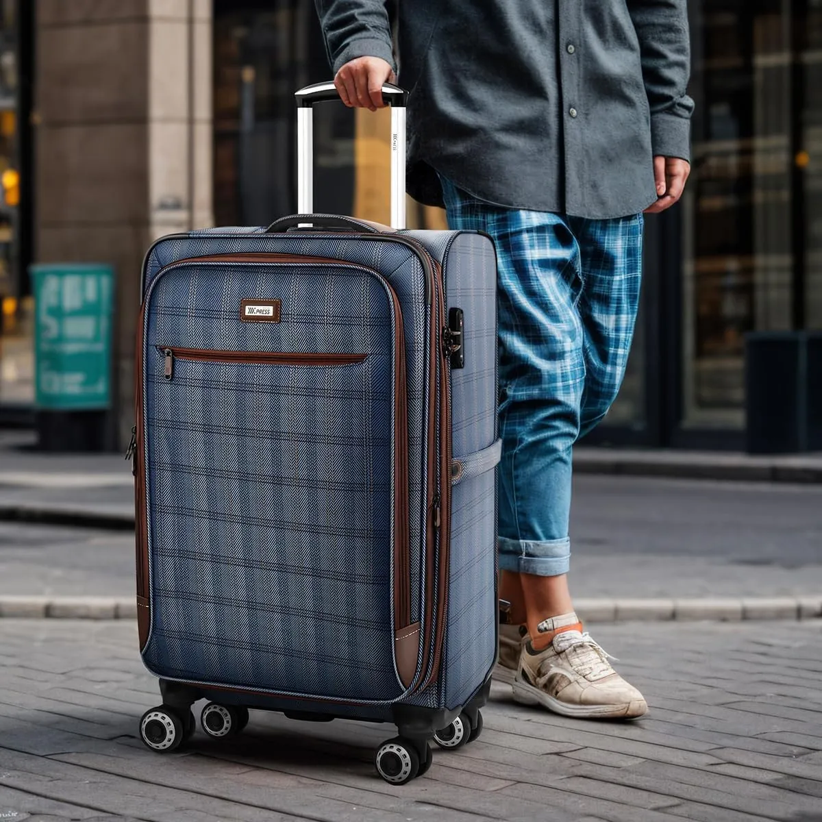 Luggage Sets 3 Piece,Suitcases with Wheels Hardshell,Softside Luggage Set,Foldie Travel Bag Expandable,Charcoal Material W/Tsa Lock & Double Spinner Wheels(20in/26in/30in) COLOR#2