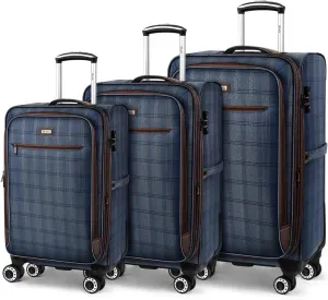 Luggage Sets 3 Piece,Suitcases with Wheels Hardshell,Softside Luggage Set,Foldie Travel Bag Expandable,Charcoal Material W/Tsa Lock & Double Spinner Wheels(20in/26in/30in) COLOR#2