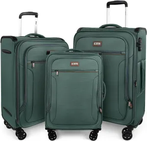 Luggage Sets 3 Piece,Suitcases with Wheels Hardshell,Softside Luggage Set,Foldie Travel Bag Expandable,Charcoal Material W/Tsa Lock & Double Spinner Wheels(20in/28in/30in) Grey