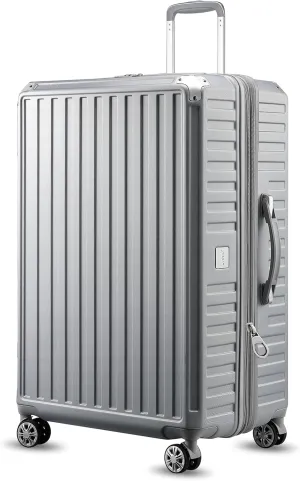 LUGGEX 28 Inch Luggage with Spinner Wheels, PC Expandable Hard Shell Suitcases Large Checked Luggage, Silver