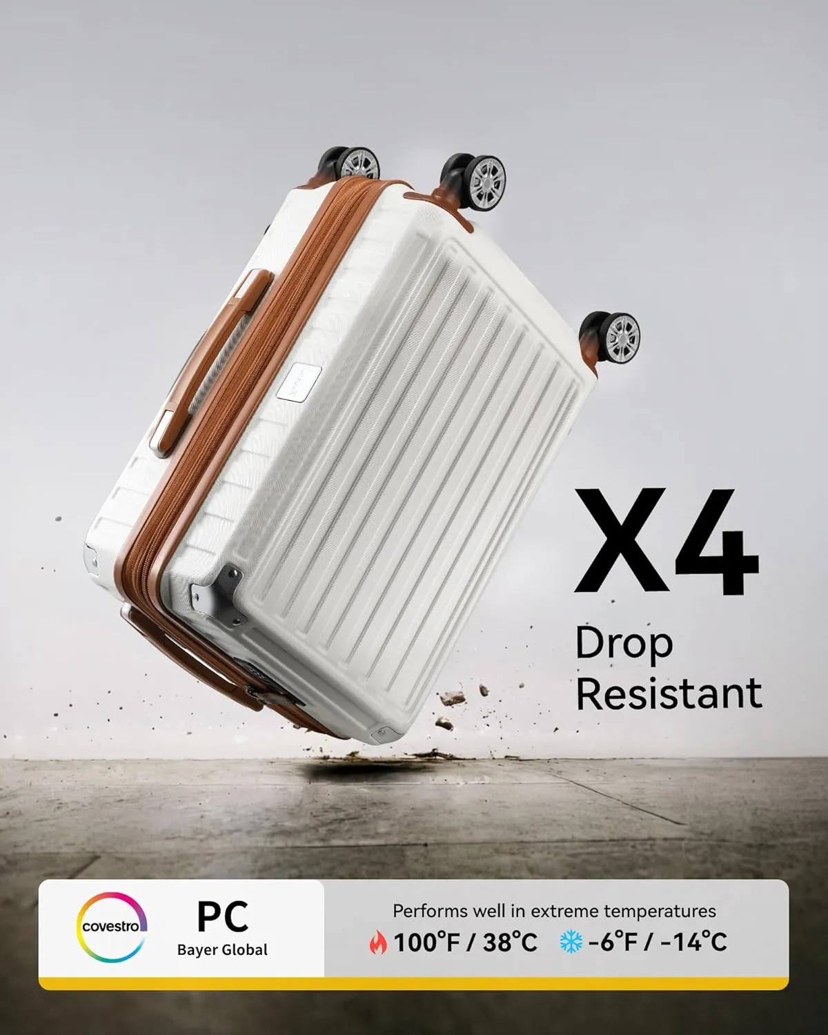 LUGGEX 28 Inch Luggage with Spinner Wheels, PC Expandable Hard Shell Suitcases Large Checked Luggage, Silver