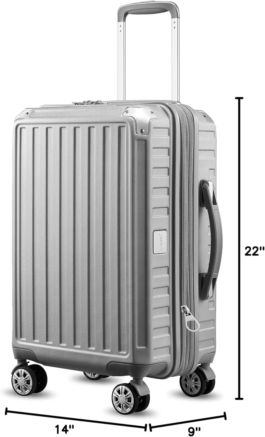 LUGGEX Carry On Luggage 22x14x9 Airline Approved, PC Expandable Hard Shell Suitcases with Spinner Wheels, 20 Inch, Silver