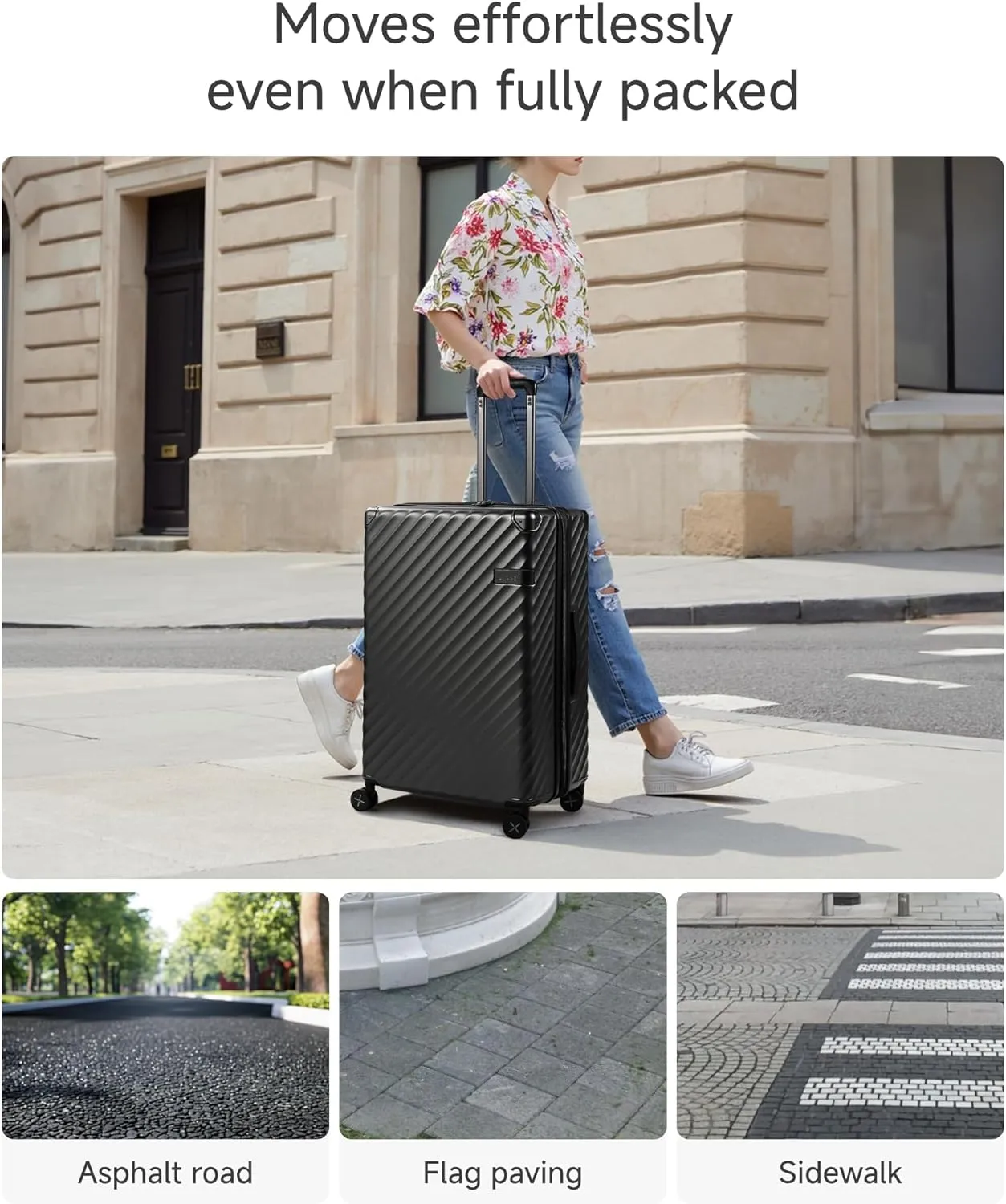 LUGGEX Luggage with Spinner Wheels, Polycarbonate Expandable Hard Shell Suitcase, 3 Piece Set, Charcoal Metallic