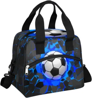 Lunch Bag Box Soccer Wall Theme Insulated Cooler Lunch Tote Bag Container Snacks Organizer for Women Men Adult Office Work Picnic Hiking