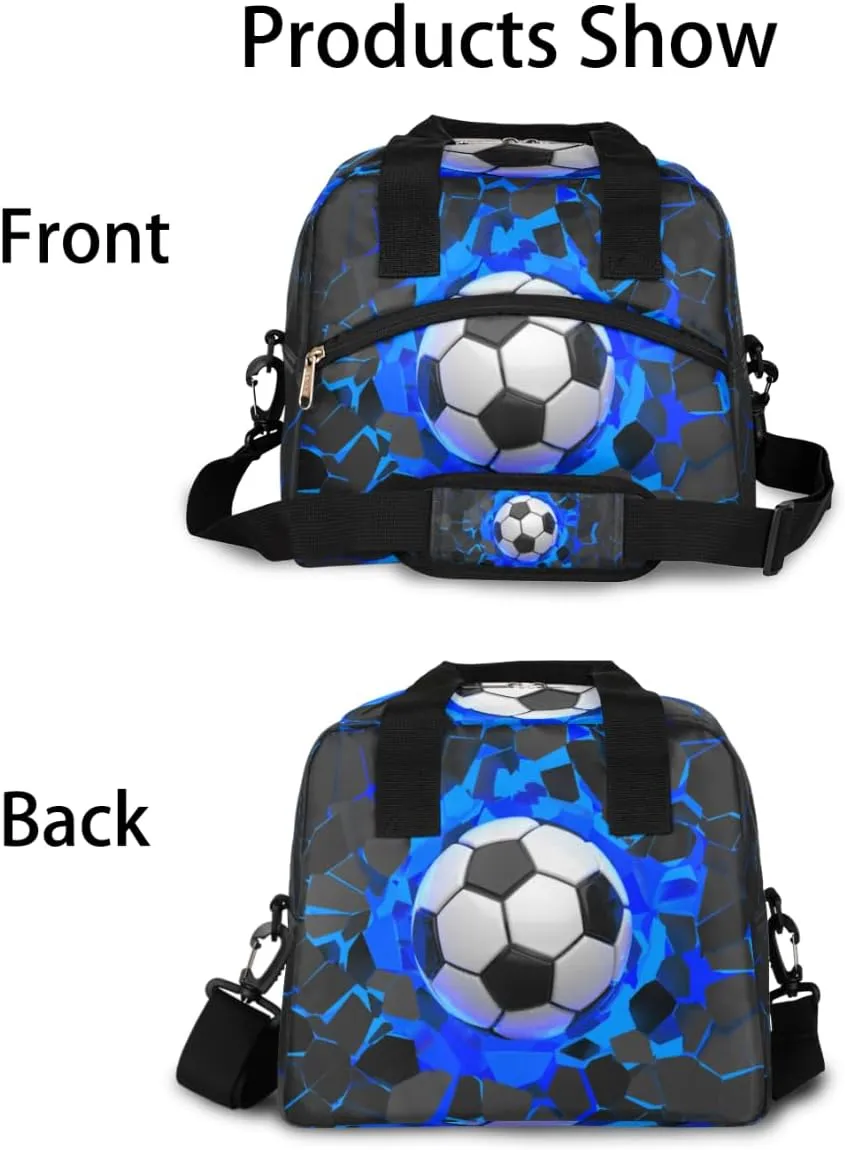 Lunch Bag Box Soccer Wall Theme Insulated Cooler Lunch Tote Bag Container Snacks Organizer for Women Men Adult Office Work Picnic Hiking
