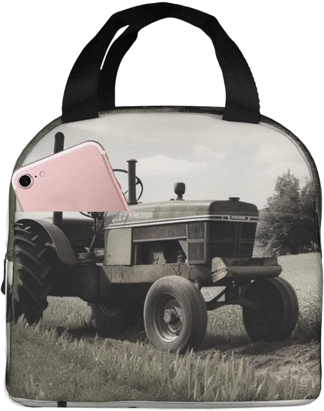 Lunch Bag Tractor Agriculture Tranquil Insulated Lunch Box for Women Men Reusable Lunch Tote Cooler Bag for Office Work