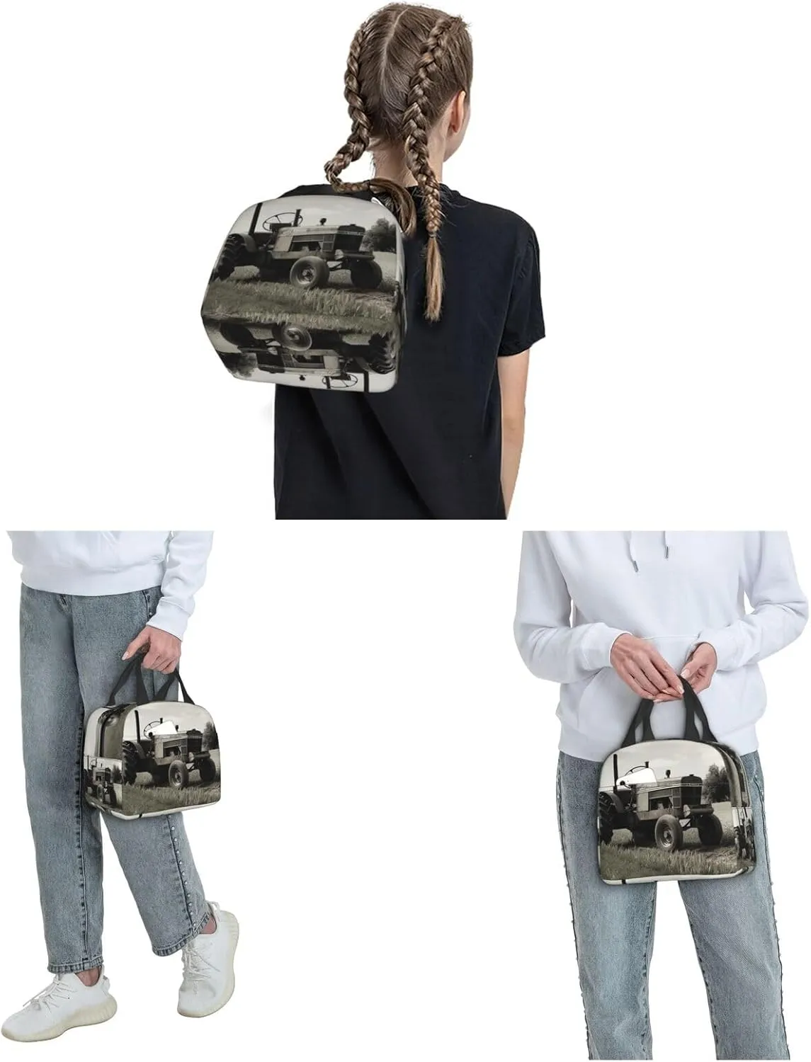 Lunch Bag Tractor Agriculture Tranquil Insulated Lunch Box for Women Men Reusable Lunch Tote Cooler Bag for Office Work