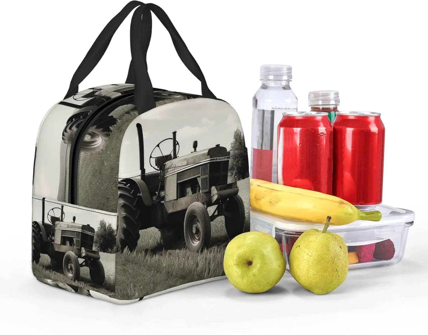 Lunch Bag Tractor Agriculture Tranquil Insulated Lunch Box for Women Men Reusable Lunch Tote Cooler Bag for Office Work