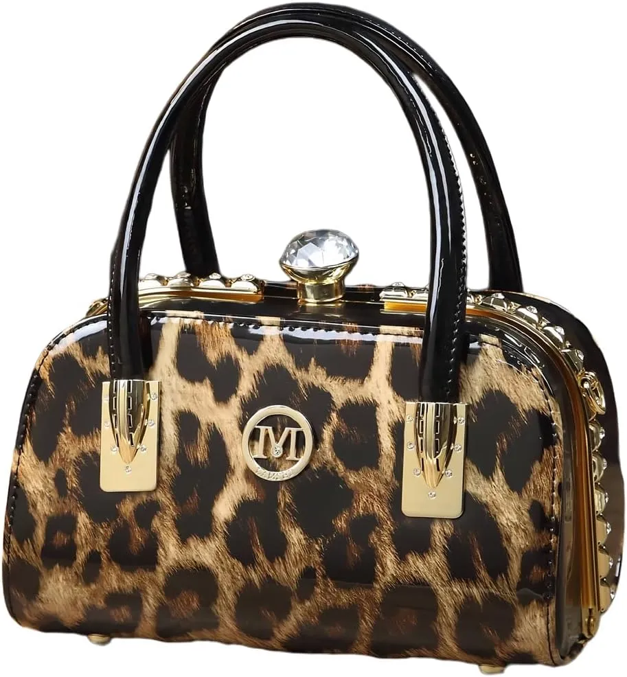 Luxury Fashion Leather Women Evening Bag, Small Top Handle Satchel Crossbody Handbag, Diamonds Purse for Party, Cosmetic Bag