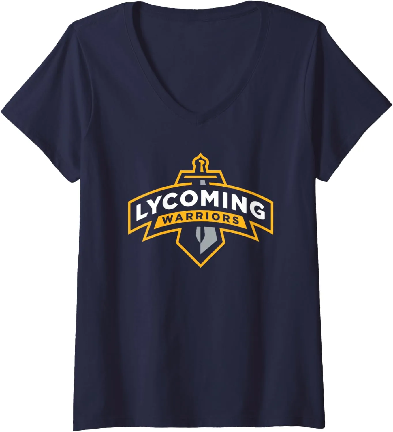 Lycoming Warriors Sword & Shield Logo Lycoming College V-Neck T-Shirt